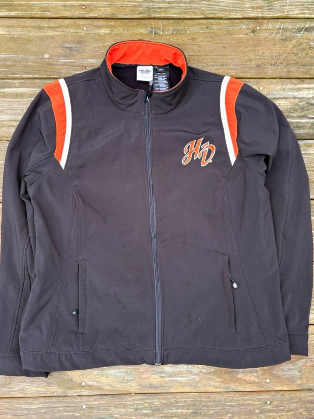 2013 Harley Davidson Women’s 2XL Softshell Jacket Black Orange Embroidered Moto